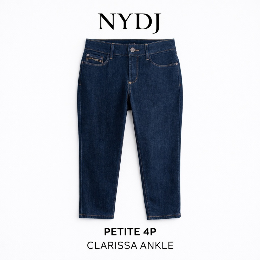 NYDJ Clarissa Ankle Jeans 4P Petite Dark Wash Lift Tuck Made USA Size 4P